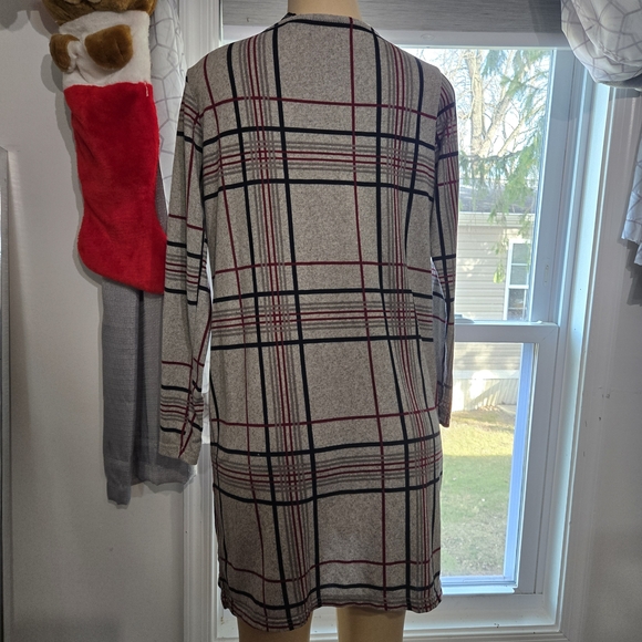 Chic Beige Plaid Open Cardigan - Picture 5 of 10